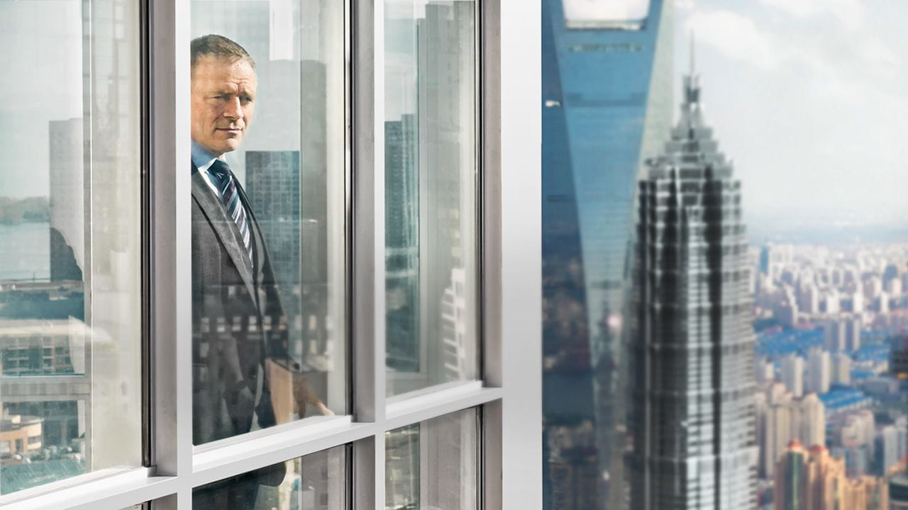 Businessman looking out of the window